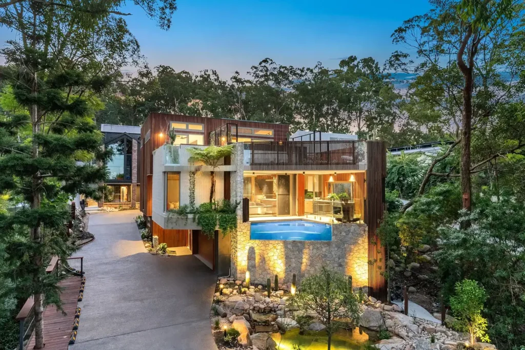 The Nest, luxury property in Bardon, featuring Cactus Culture landscaping